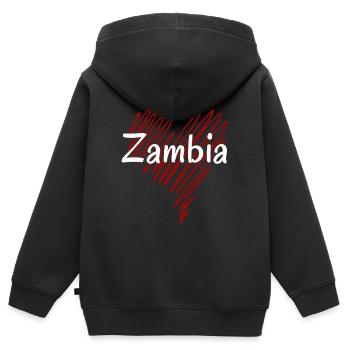 Ich liebe Sambia, Herz Sambia - Kinder Premium Organic Zip Hoodie - Schwarz - Hinten - AI Model Kid Male (0cm)