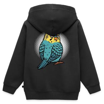 Wellensittich Wellensittichbesitzer Wellensittiche - Kinder Premium Organic Zip Hoodie - Schwarz - Hinten - AI Model Kid Male (0cm)
