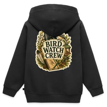 BIRD WATCH CREW Wolken - Kinder Premium Organic Zip Hoodie - Schwarz - Hinten - AI Model Kid Male (0cm)
