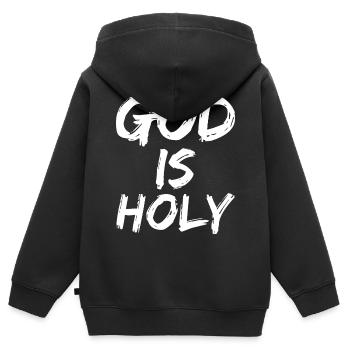 god is holy - Kids Premium Organic Zip-up Hoodie - black - Back - AI Model Kid Male (0cm)