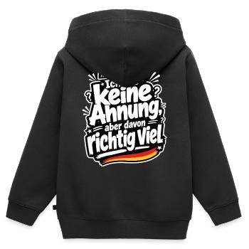 Ich hab keine Ahnung, aber davon richtig viel - Kinder Premium Organic Zip Hoodie - Schwarz - Hinten - AI Model Kid Male (0cm)