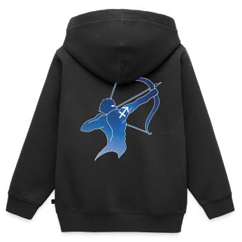 Sagittaire et univers - Sweat Premium à capuche zippé enfant bio - noir - Dos - AI Model Kid Male (0cm)