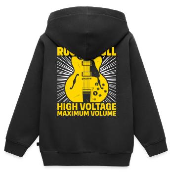 Rock'N'Roll Hochspannungsgitarre - Kinder Premium Organic Zip Hoodie - Schwarz - Hinten - AI Model Kid Male (0cm)
