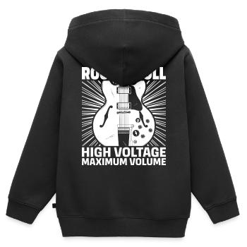 Rock'N'Roll Hochspannungsgitarre - Kinder Premium Organic Zip Hoodie - Schwarz - Hinten - AI Model Kid Male (0cm)