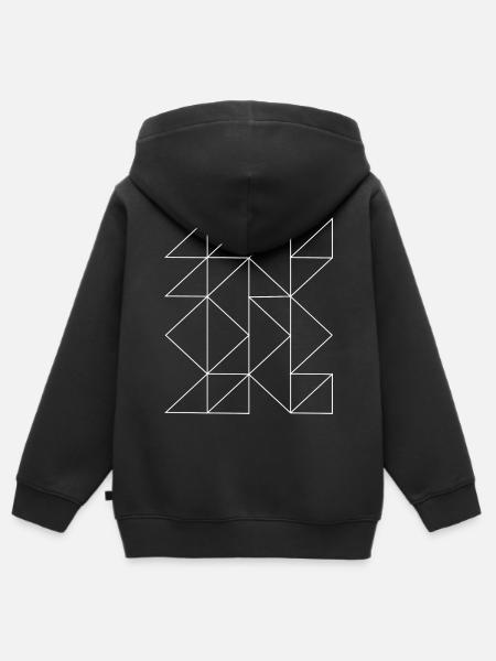 Linienmosaikgeometrie - Kinder Premium Organic Zip Hoodie - Schwarz