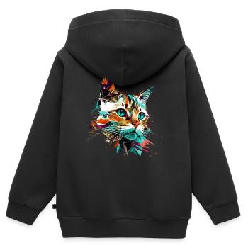 Cat modern Art Style - Kinder Premium Organic Zip Hoodie - Schwarz - Hinten - AI Model Kid Male (0cm)