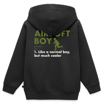 Sport Boy Definition Airsoft - Kinder Premium Organic Zip Hoodie - Schwarz - Hinten - AI Model Kid Male (0cm)