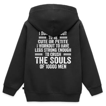 I Don't Workout To Be Cute Or Petite - Workout - Sweat Premium à capuche zippé enfant bio - noir - Dos - AI Model Kid Male (0cm)