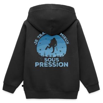 I work better under pressure diving - Kids Premium Organic Zip-up Hoodie - black - Back - AI Model Kid Male (0cm)