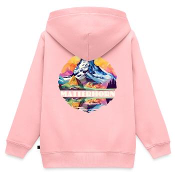 Matterhorn Berg Wandern Andenken Zermatt Schweiz - Kinder Premium Organic Zip Hoodie - Rosa - Hinten - AI Model Kid Female (0cm)