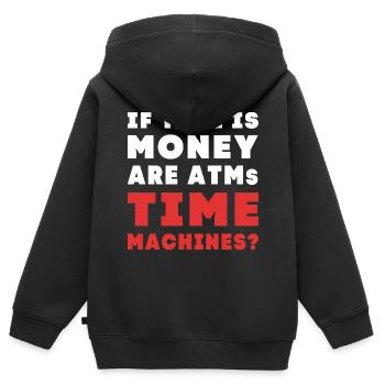 Voyage dans le temps - Sweat Premium à capuche zippé enfant bio - noir - Dos - AI Model Kid Male (0cm)