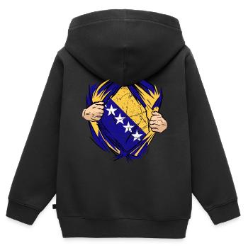 Stolzer Bosnier Bosniaks Bosnien Herzegowina - Kinder Premium Organic Zip Hoodie - Schwarz - Hinten - AI Model Kid Male (0cm)