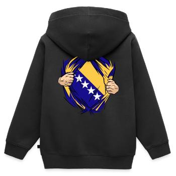 Stolzer Bosnier Bosniaks Bosnien Herzegowina - Kinder Premium Organic Zip Hoodie - Schwarz - Hinten - AI Model Kid Male (0cm)