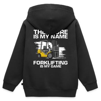 Gabelstaplerfahrer und Lagerhaus Gabestaplerfahrer - Kinder Premium Organic Zip Hoodie - Schwarz - Hinten - AI Model Kid Male (0cm)