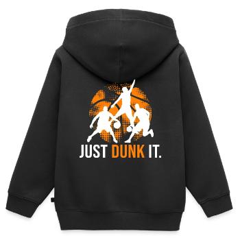 Basketball nur Dunk es Basketball-Team - Kinder Premium Organic Zip Hoodie - Schwarz - Hinten - AI Model Kid Male (0cm)