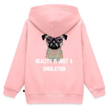 Mops Glitch - Kinder Premium Organic Zip Hoodie - Rosa - Hinten - AI Model Kid Female (0cm)