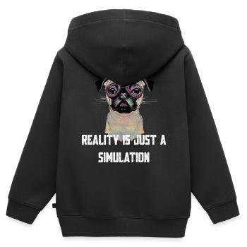 Mops Glitch - Kinder Premium Organic Zip Hoodie - Schwarz - Hinten - AI Model Kid Male (0cm)
