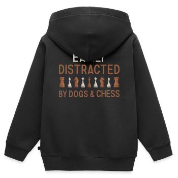 Chess Player Easily Distracted By Dogs And Chess - Kinder Premium Organic Zip Hoodie - Schwarz - Hinten - AI Model Kid Male (0cm)