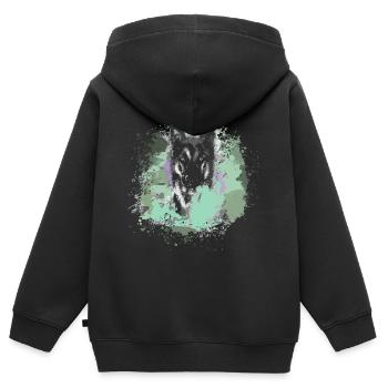 schäferhund ,hund,graffiti,camouflage,kaki - Kinder Premium Organic Zip Hoodie - Schwarz - Hinten - AI Model Kid Male (0cm)