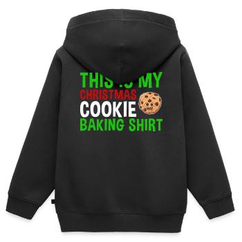 Cuisson des biscuits de Noël Cuisson des biscuits - Sweat Premium à capuche zippé enfant bio - noir - Dos - AI Model Kid Male (0cm)