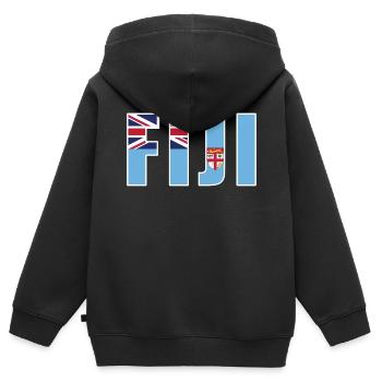 Fiji Rugby - Kinder Premium Organic Zip Hoodie - Schwarz - Hinten - AI Model Kid Male (0cm)