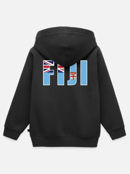 Fiji Rugby - Kinder Premium Organic Zip Hoodie - Schwarz