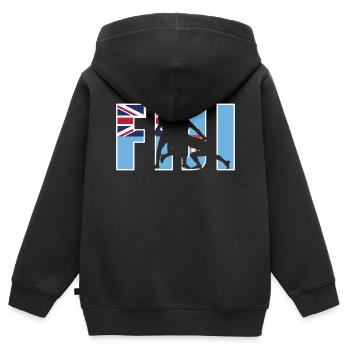 Fiji Rugby - Kinder Premium Organic Zip Hoodie - Schwarz - Hinten - AI Model Kid Male (0cm)