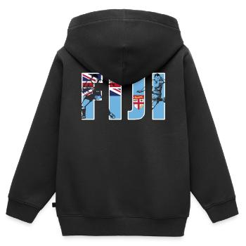 Fidji Rugby - Sweat Premium à capuche zippé enfant bio - noir - Dos - AI Model Kid Male (0cm)
