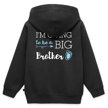 Je vais être un grand frère - Big Brother - Sweat Premium à capuche zippé enfant bio - noir - Dos - AI Model Kid Male (0cm)