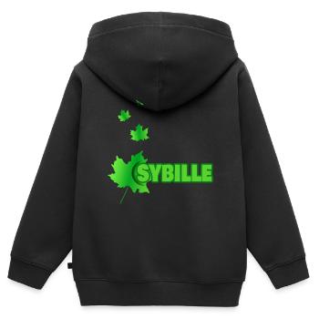 Maple leaf for Sybille Bille First name - Kids Premium Organic Zip-up Hoodie - black - Back - AI Model Kid Male (0cm)