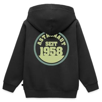 geboren 1958 - Kinder Premium Organic Zip Hoodie - Schwarz - Hinten - AI Model Kid Male (0cm)