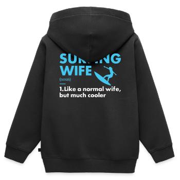 Sport Wife Surfing - Kids Premium Organic Zip-up Hoodie - black - Back - AI Model Kid Male (0cm)