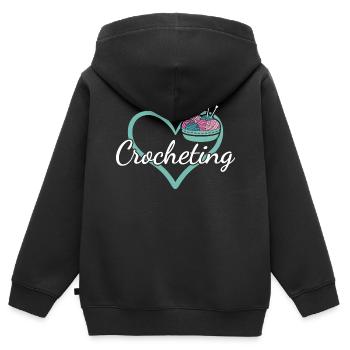 Crochet Coeur Crochet - Sweat Premium à capuche zippé enfant bio - noir - Dos - AI Model Kid Male (0cm)