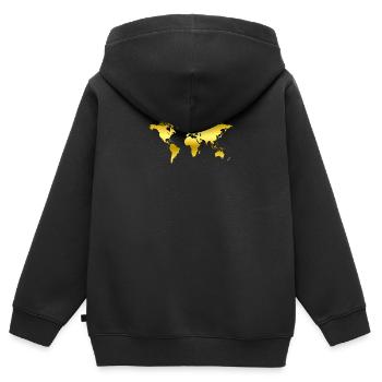 Weltkarte in Gold - Kinder Premium Organic Zip Hoodie - Schwarz - Hinten - AI Model Kid Male (0cm)