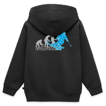 evolution ski, Skilaufen, Skifahren, Skipiste - Kinder Premium Organic Zip Hoodie - Schwarz - Hinten - AI Model Kid Male (0cm)
