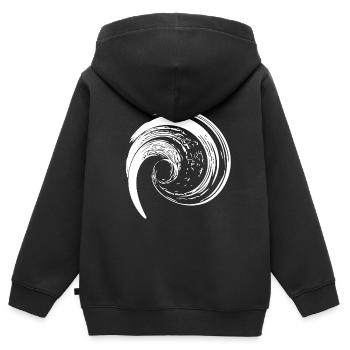 Formation de tourbillon de vague torsadée - Sweat Premium à capuche zippé enfant bio - noir - Dos - AI Model Kid Male (0cm)
