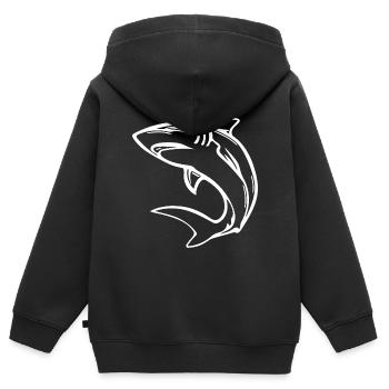 Élégant requin d’eau profonde - Sweat Premium à capuche zippé enfant bio - noir - Dos - AI Model Kid Male (0cm)