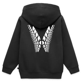 Points géométriques en forme d’aile - Sweat Premium à capuche zippé enfant bio - noir - Dos - AI Model Kid Male (0cm)