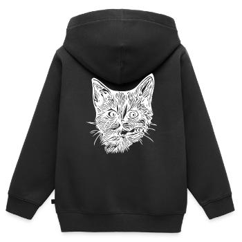 Chaton mignon et mignon - Sweat Premium à capuche zippé enfant bio - noir - Dos - AI Model Kid Male (0cm)