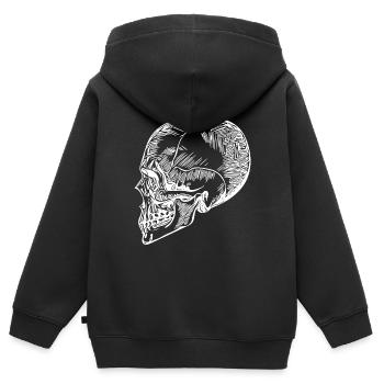 Schädel Knochen Halloween Totenkopf - Kinder Premium Organic Zip Hoodie - Schwarz - Hinten - AI Model Kid Male (0cm)