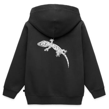 Petit gecko sur le mur - Sweat Premium à capuche zippé enfant bio - noir - Dos - AI Model Kid Male (0cm)