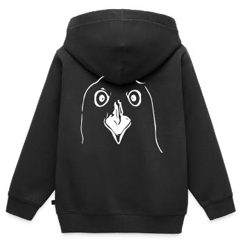 Drôle d’oiseau bizarre avec le bec et les yeux - Sweat Premium à capuche zippé enfant bio - noir - Dos - AI Model Kid Male (0cm)