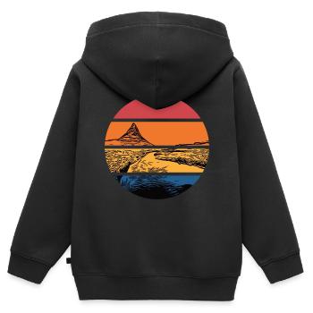 Fluss im Sonnenuntergang mit Berg - Kinder Premium Organic Zip Hoodie - Schwarz - Hinten - AI Model Kid Male (0cm)