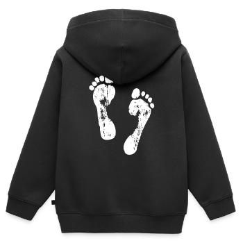 Fußabdrücke im Sand - Kinder Premium Organic Zip Hoodie - Schwarz - Hinten - AI Model Kid Male (0cm)
