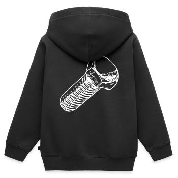 Tournevis d’atelier Papa Screw - Sweat Premium à capuche zippé enfant bio - noir - Dos - AI Model Kid Male (0cm)