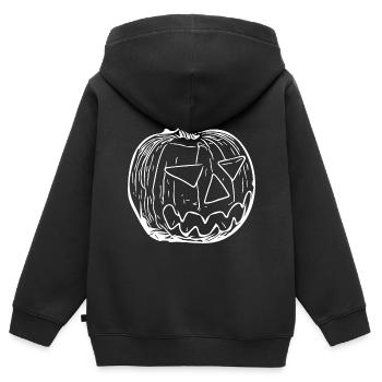 Unheimlicher gruseliger Kürbis Kopf - Kinder Premium Organic Zip Hoodie - Schwarz - Hinten - AI Model Kid Male (0cm)