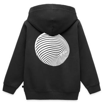 Geometrische Kugel Rolle mit Streifen - Kinder Premium Organic Zip Hoodie - Schwarz - Hinten - AI Model Kid Male (0cm)