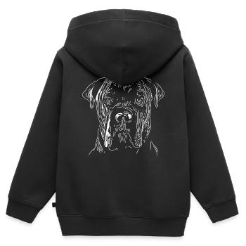Portrait de chien pour de fiers propriétaires de chiens - Sweat Premium à capuche zippé enfant bio - noir - Dos - AI Model Kid Male (0cm)