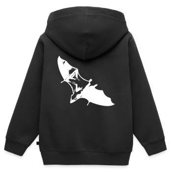 Segelnder Flughund im Gleitflug - Kinder Premium Organic Zip Hoodie - Schwarz - Hinten - AI Model Kid Male (0cm)