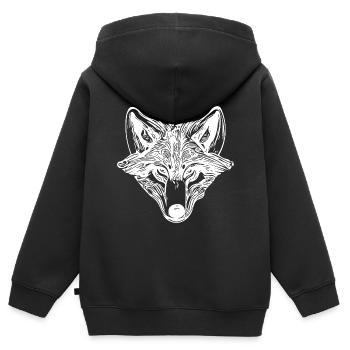 Vintage Wolfportrait - Kinder Premium Organic Zip Hoodie - Schwarz - Hinten - AI Model Kid Male (0cm)